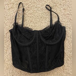 White Fox Boutique Black Lace Tank Top